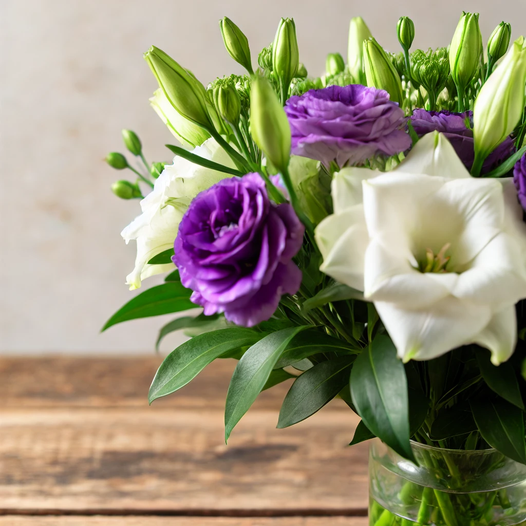 Bukiet z lilii i eustomy